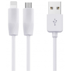 Кабель 2 в 1 USB - Lightning/ Micro USB HOCO X1 (1м) белый