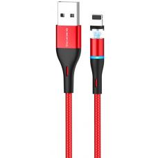 Кабель USB - Lightning 2.4A Borofone MAGNETIC U16 (1.2м) магнитный красный