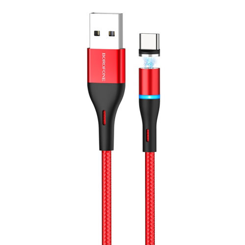 Кабель USB - Type-C 3.0A Borofone MAGNETIC U16 (1.2м) магнитный красный