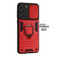 Чехол бронированный для Samsung Galaxy S23 (Самсуиг Галакси С23) "ELLAGECASE'' противоударный с защитой камеры Красный