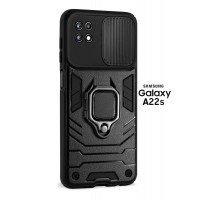 Чехол бронированный для Samsung Galaxy A22s (Самсуиг Галакси А22С) "ELLAGECASE'' противоударный с защитой камеры Черный