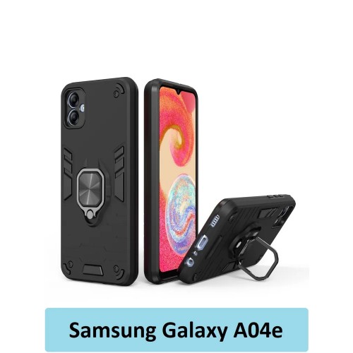 GoodChoice/Чехол противоударный для смартфона Samsung Galaxy A04e ( Самсунг A04e ) , с кольцом-держателем, трансформирующемся в подставку, черный
