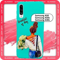 Чехол силиконовый с рисунком девушка с цветами на Самсунг А50 / А50s / А30s / для Samsung A50 / A50s / A30s