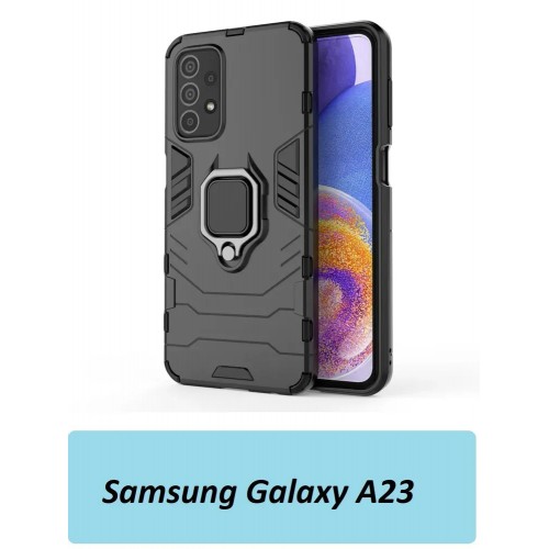 GoodChoice/Чехол противоударный для смартфона Samsung Galaxy A23 / Самсунг А23 , с кольцом-держателем, трансформирующемся в подставку, черный