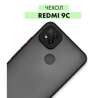 Матовый силиконовый чехол на Xiaomi Redmi 9C с софт тач покрытием / Противоударный бампер с защитой экрана и камеры для Сяоми Редми 9С, черный