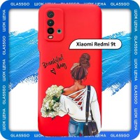 Чехол силиконовый с рисунком девушка с цветами на Xiaomi Redmi 9t / для Редми 9т