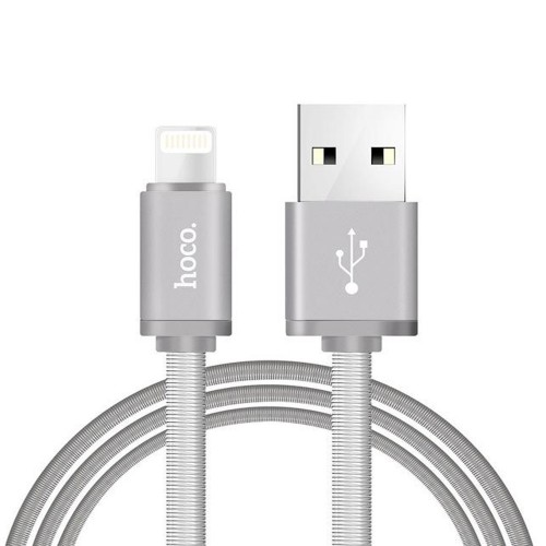 Кабель USB - Lightning HOCO U5 (1.2м) в металлической оплетке серый