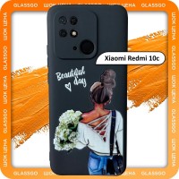 Чехол силиконовый с рисунком девушка с цветами на Xiaomi Redmi 10C / для Редми 10С