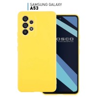 Чехол-накладка ROSCO для Samsung Galaxy A53 (Самсунг Галакси А53), тонкая полимерная из качественного силикона с матовым покрытием и бортиком (защитой) вокруг модуля камер, желтая
