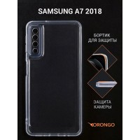 Чехол для Samsung Galaxy A7 2018 прозрачный, с защитой камеры / Самсунг Галакси А7 2018