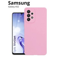 Чехол для Samsung Galaxy A52 (Самсунг Гэлакси А52), тонкая полимерная из качественного силикона с матовым покрытием и бортиком (защитой) вокруг модуля камер, розовый