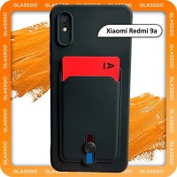 Чехол силиконовый черный на Xiaomi Redmi 9A / на Редми 9а с защитой камеры и карманом для карт