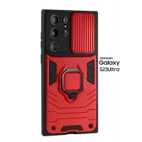 Чехол бронированный для Samsung Galaxy S23 Ultra (Самсуиг Галакси С23 Ултра) "ELLAGECASE'' противоударный с защитой камеры Красный