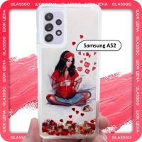 Чехол силиконовый переливашка с рисунком девушка с телефоном на Samsung A52 / для Самсунг А52