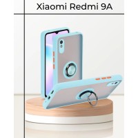 Чехол для Xiaomi Redmi 9A (сяоми редми 9А), с кольцом, магнитный, подставка, голубой
