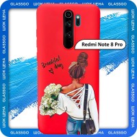 Чехол силиконовый с рисунком девушка с цветами на Xiaomi Redmi Note 8 Pro / для Редми Нот 8 Про
