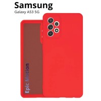 Чехол накладка Silicone Cover для Samsung Galaxy A53 (Самсунг Гэлакси А53), из качественного силикона с матовым покрытием, микрофиброй и бортиком (защитой) вокруг модуля камер, красный
