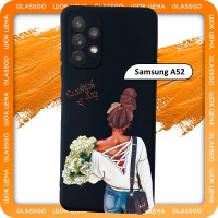 Чехол силиконовый с рисунком девушка с цветами на Samsung A52 / для Самсунг А52