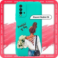 Чехол силиконовый с рисунком девушка с цветами на Xiaomi Redmi 9t / для Редми 9т