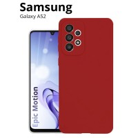 Чехол для Samsung Galaxy A52 (Самсунг Гэлакси А52), тонкая полимерная из качественного силикона с матовым покрытием и бортиком (защитой) вокруг модуля камер, красный