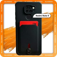 Чехол силиконовый черный на Xiaomi Redmi Note 9 / на Редми Нот 9 с защитой камеры и карманом для карт