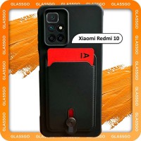 Чехол силиконовый черный на Xiaomi Redmi 10 / на Редми 10 с защитой камеры и карманом для карт