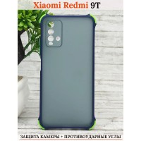 Противоударный чехол бампер для Xiaomi Redmi 9T накладка на Ксиоми Сяоми Редми 9т усиленные углы (синий / темно-синий)