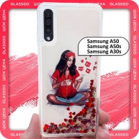 Чехол силиконовый переливашка с рисунком девушка с телефоном на Самсунг А50 / А50s / А30s / для Samsung A50 / A50s / A30s