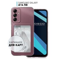 Чехол для Samsung Galaxy A14 (Самсунг Галакси А14) с карманом для карты и с защитой модуля камер, прозрачный ROSCO