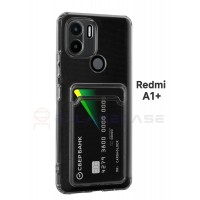 Cиликоновый чехол для Xiaomi Redmi A1+ Plus, (Сяоми Редми Ксиаоми) ELLAGECASE с защитой камеры и карманом для пластиковых карт, Прозрачный