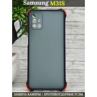 Противоударный чехол на Samsung Galaxy M31s бампер накладка Самсунг Галакси м31с (черный / красный)