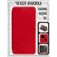 Чехол книжка для Xiaomi Redmi 9C NFC / Чехол на Сяоми Редми 9с нфс , Красный / Бампер для смартфона / Противоударный чехол для карт / Чехол эко кожа с защитой влагостойкий
