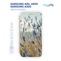 Чехол для Samsung Galaxy A50 A505, Samsung A50s A507, Samsung A30s A307 с рисунком, защитный, противоударный, с магнитом, золотистый с принтом ЛАВАНДОВОЕ ПОЛЕ / Самсунг Галакси А50 А50s А30s А505 А507