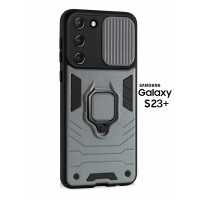 Чехол бронированный для Samsung Galaxy S23 Plus (Самсуиг Галакси С23 Плюс) "ELLAGECASE'' противоударный с защитой камеры Серый