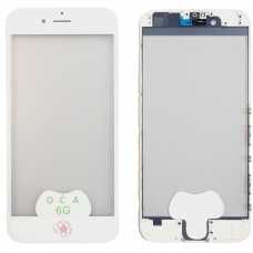 Стекло дисплея для iPhone 6 с OCA пленкой в рамке белое
