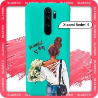 Чехол силиконовый с рисунком девушка с цветами на Xiaomi Redmi 9 на Редми 9