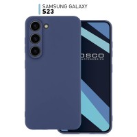 Чехол для Samsung Galaxy S23 (Самсунг Галакси С23), тонкий с матовым покрытием и защитой модуля камер, темно-синий ROSCO