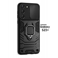 Чехол бронированный для Samsung Galaxy S23 Plus (Самсуиг Галакси С23 Плюс) "ELLAGECASE'' противоударный с защитой камеры Черный