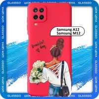 Чехол силиконовый с рисунком девушка с цветами на Samsung A12 / M12 / для Самсунг А12 / М12