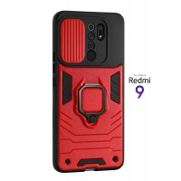 Чехол бронированный для Xiaomi Redmi 9 (Сяоми Ксиаоми Редми 9) "ELLAGECASE'' противоударный с защитой камеры Красный