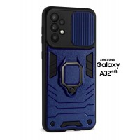 Чехол бронированный для Samsung Galaxy A32 (Самсуиг Галакси А32) 4G "ELLAGECASE'' противоударный с защитой камеры Синий