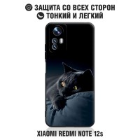 Силиконовый чехол с принтом для Xiaomi Redmi Note 12s/Сяоми Редми Ноут 12с DF xiCase-85 (black) Art136 цветной бампер, противоударный, с картинкой, с кошкой