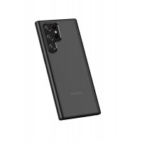 Прозрачный чехол для Samsung S22 Ultra / Самсунг S22 Ультра с силиконовым кантом Crystal Case (Чёрный)