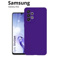 Чехол для Samsung Galaxy A52 (Самсунг Гэлакси А52), тонкая полимерная из качественного силикона с матовым покрытием и бортиком (защитой) вокруг модуля камер, фиолетовый