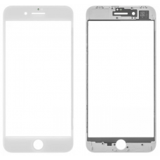 Стекло дисплея для iPhone 8 Plus с OCA пленкой в рамке белое