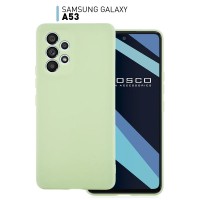 Чехол-накладка ROSCO для Samsung Galaxy A53 (Самсунг Галакси А53), тонкая полимерная из качественного силикона с матовым покрытием и бортиком (защитой) вокруг модуля камер, зеленая